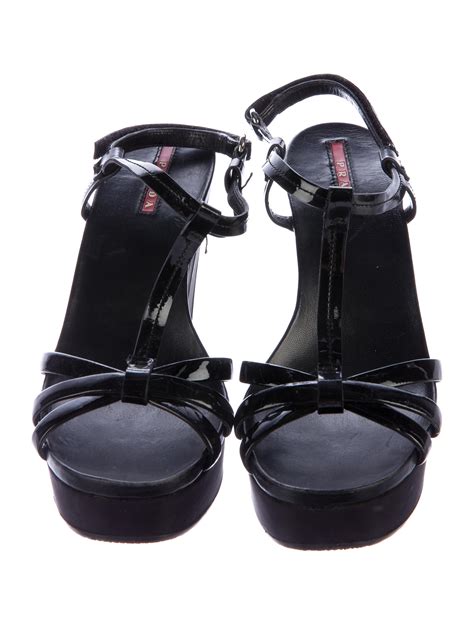 prada t strap platform wedges|prada leather sandals.